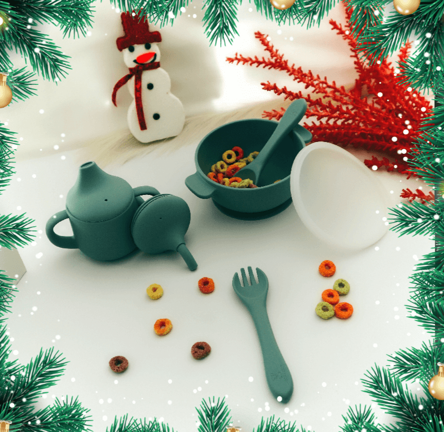 Παιδικό μπoλ σιλικόνης με αντιολισθητική βάση 315ml και καπάκι, Κουταλάκι, Πιρουνάκι και Μπιμπερό (3 σε 1)