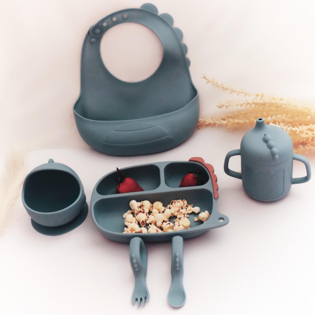 Σετ Φαγητού "Δεινόσαυρος" από σιλικόνη με αντιολισθητική βάση (6τμχ)